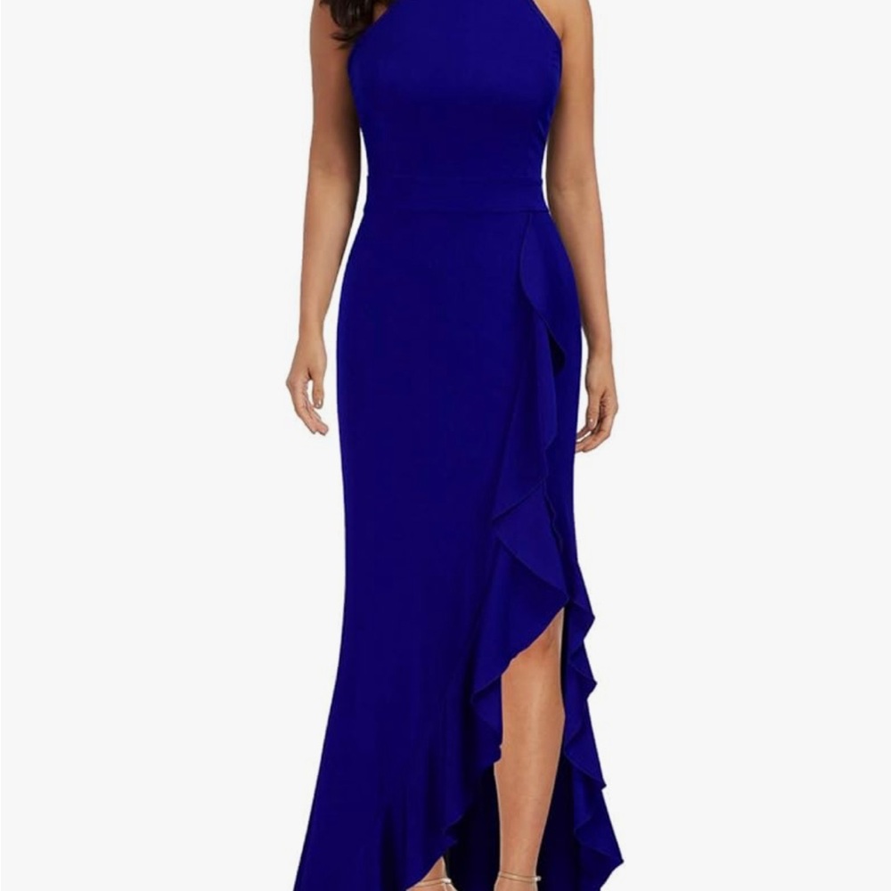 Elegant Blue Halter Dress